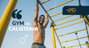 Practicando calistenia o gimnasio